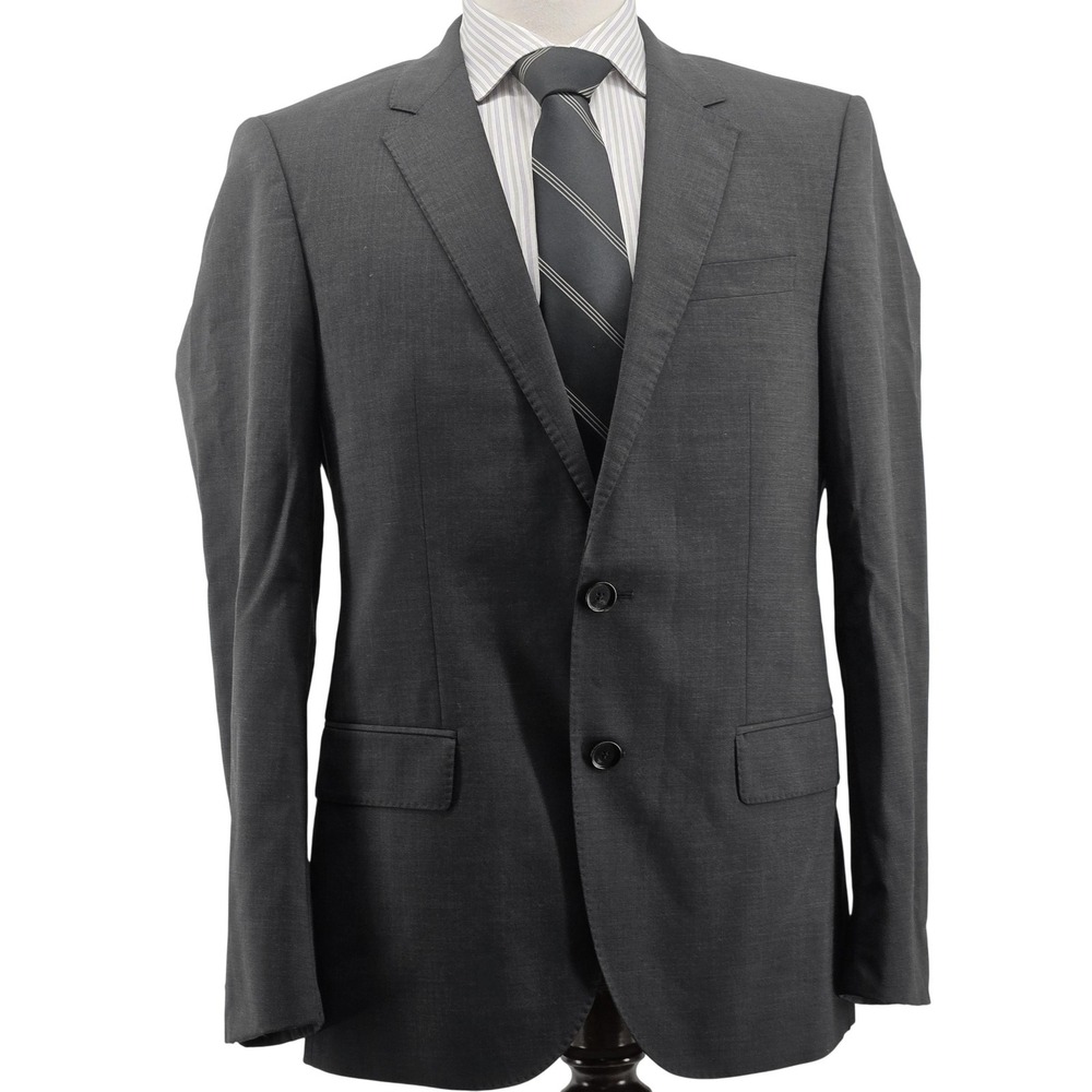 Hugo Boss Suit‎ Jacket Mens 36 Gray Wool Spandex Slim Single-Breasted 2 Button